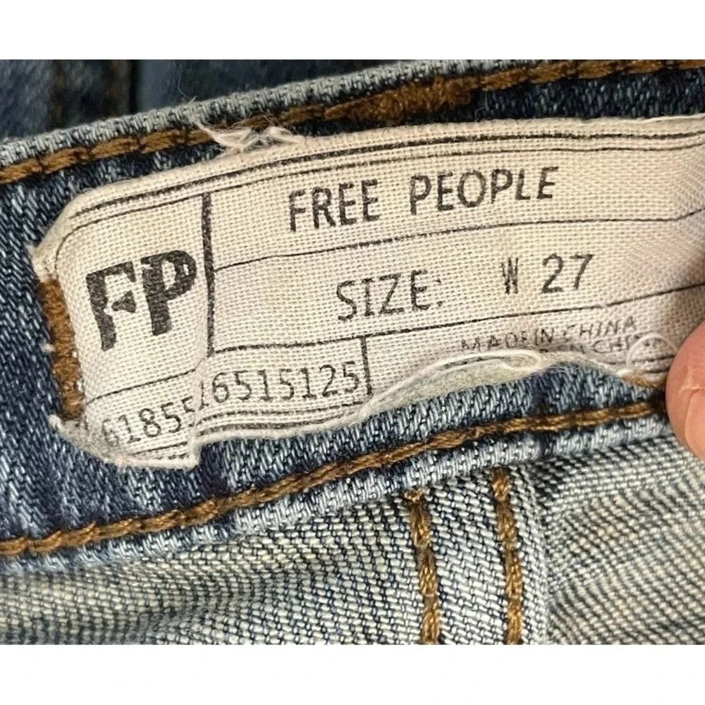 Free People Women's 27 Blue‎ Jeans Denim Cotton Skinny Leg Medium Wash Stretch